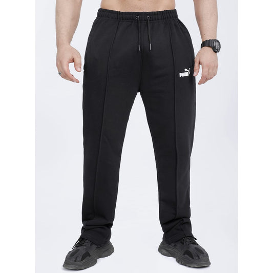 Oversized Cotton Track Pants- Black