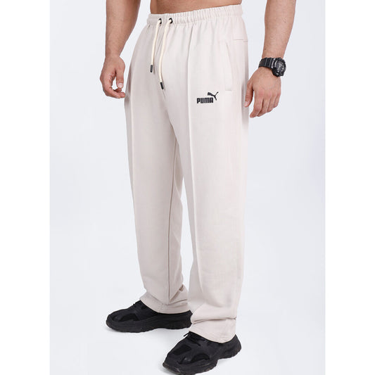 Oversized Cotton Track Pants - beige