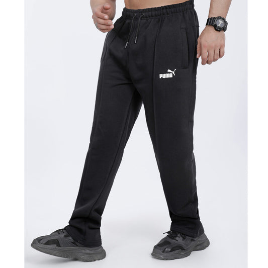 Oversized Cotton Track Pants- Black