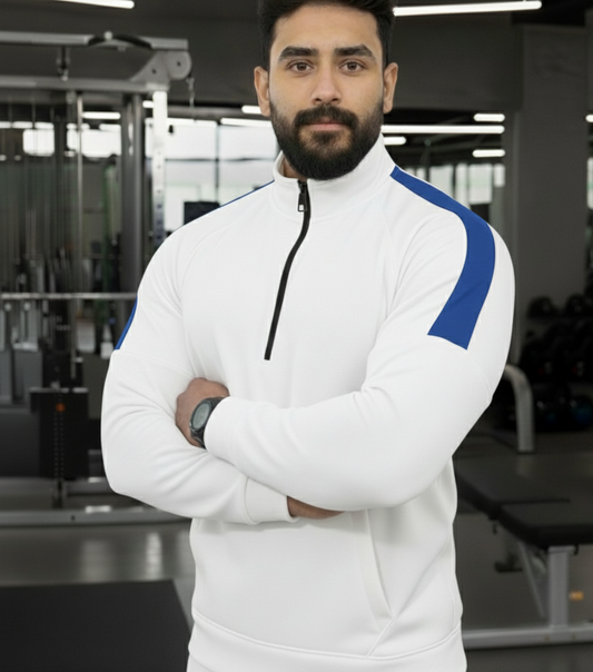 Performance Quarter Zip Sweatshirt white / blue