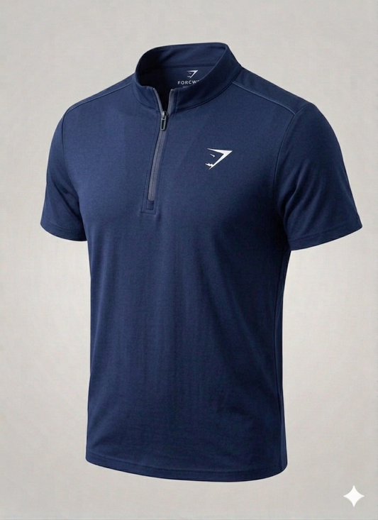 Vital Polo Quarter Zip Tshirt - Navyblue