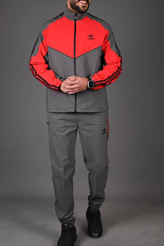 V-Shaped Tracksuit Red grey