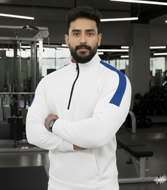 Performance Quarter Zip Sweatshirt white / blue
