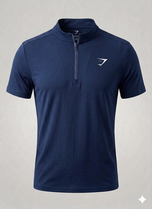 Vital Polo Quarter Zip Tshirt - Navyblue