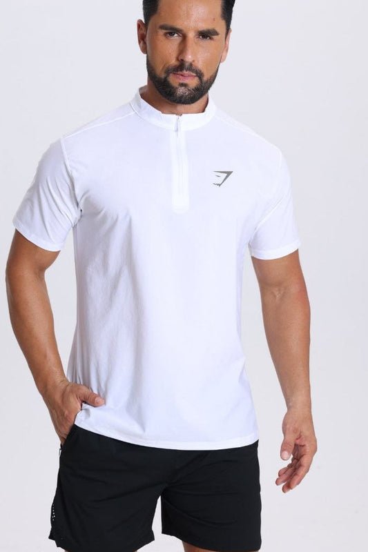 Vital polo Quarter Zip Tshirt- White