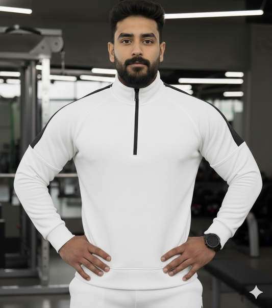 Performance Quarter Zip Sweatshirt White / Black