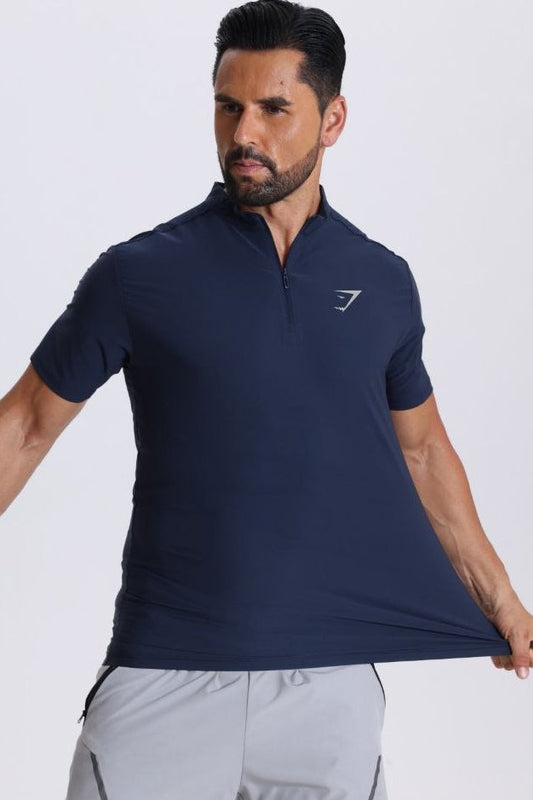 Vital Polo Quarter Zip Tshirt - Navyblue