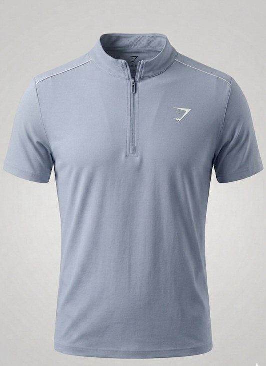 Vital Polo Quarter Zip Tshirt  - Grey