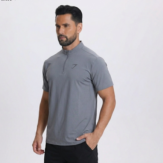 Vital Polo Quarter Zip Tshirt  - Grey