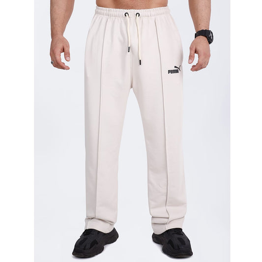Oversized Cotton Track Pants - beige