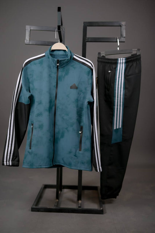 3- Stripes Tracksuit Teal / black