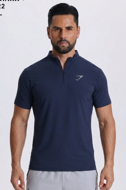 Vital Polo Quarter Zip Tshirt - Navyblue