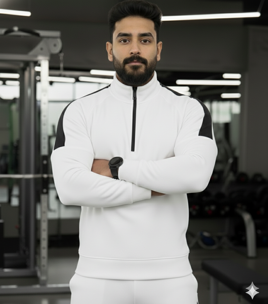 Performance Quarter Zip Sweatshirt White / Black