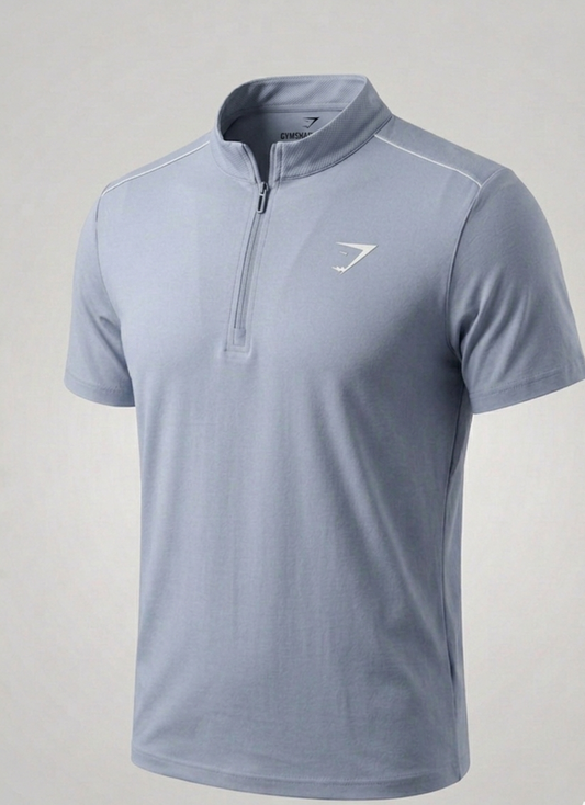 Vital Polo Quarter Zip Tshirt  - Grey