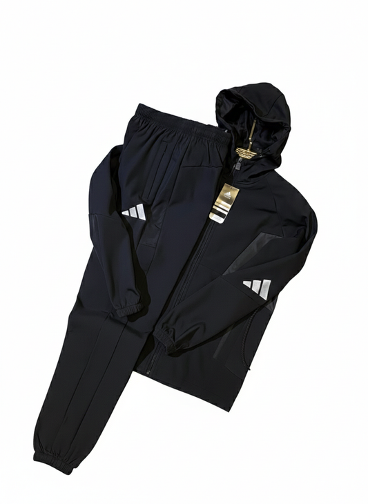 Full Zip Hooded TrackSuit - Black