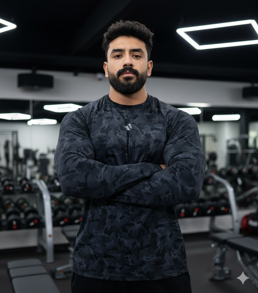 The Premium Long Sleeves Camo - Black