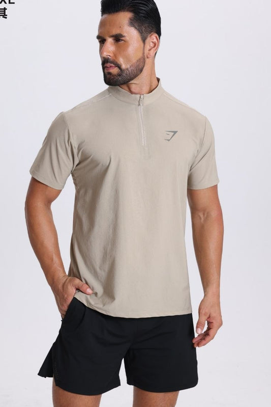 Vital Polo Quarter Zip Tshirt - Beige