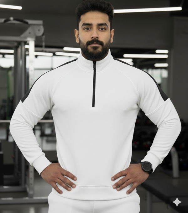 Performance Quarter Zip Sweatshirt White / Black